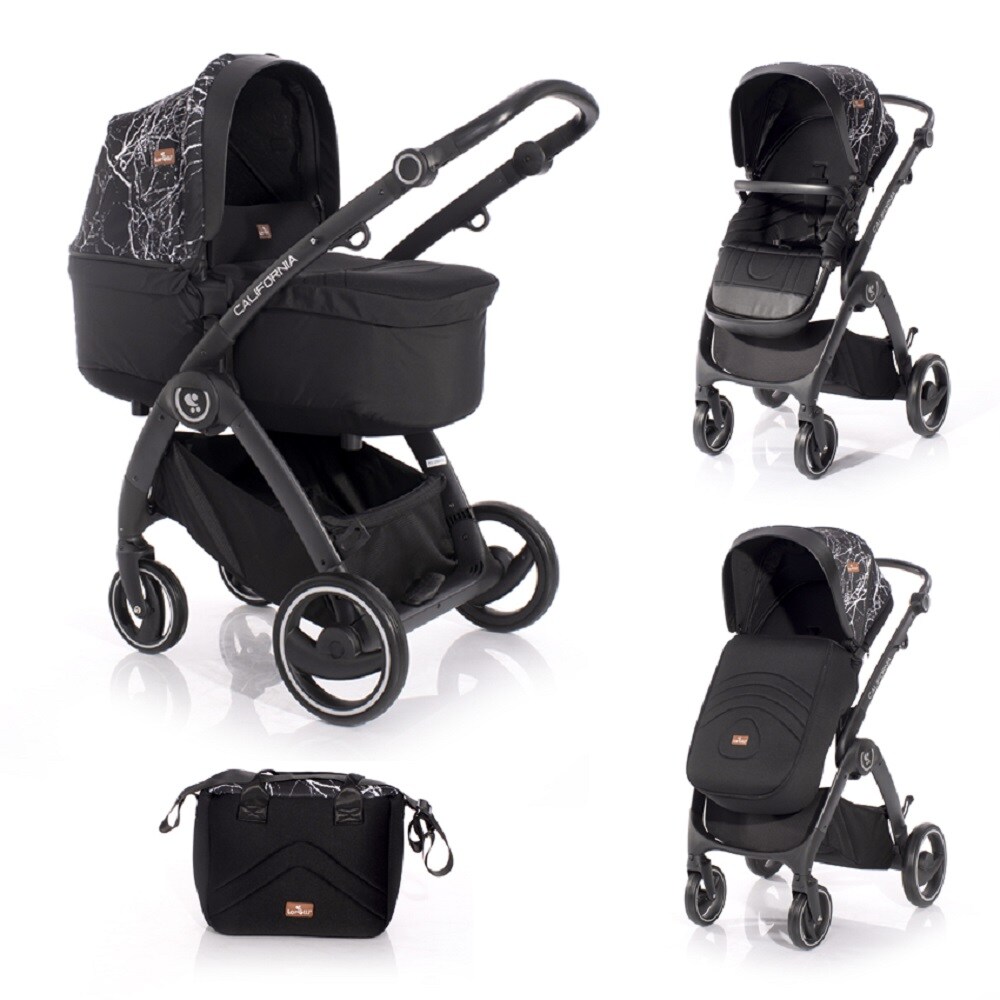 Lorelli Kinderwagen 2 in 1 California Babywanne Sportsitz Alurahmen Wickeltasche schwarz | 03800151990376
