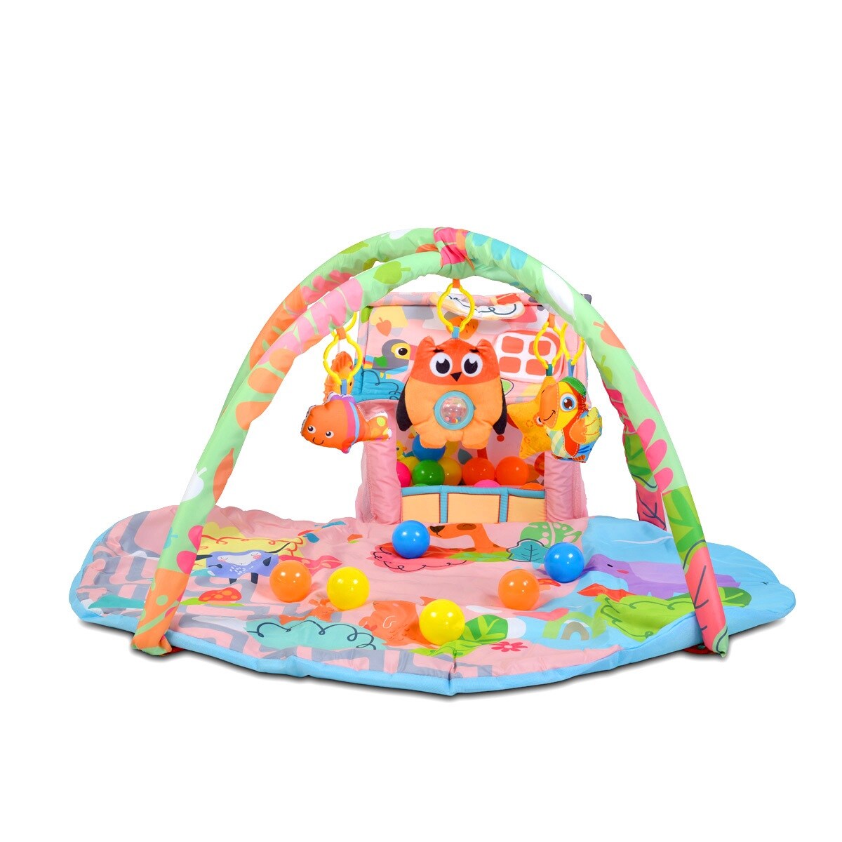 Moni Spielbogen Happy Farm Activity Center 30 Spielbälle kleines Haus Greiflinge pink | 03800146265328