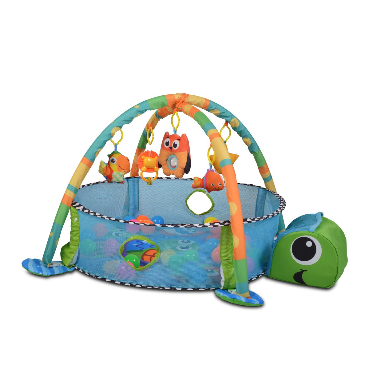 Cangaroo Spielbogen Sea Turtle, Krabbeldecke, Stofftiere, Bällebad mit 30 Bällen blau | 03800146265359