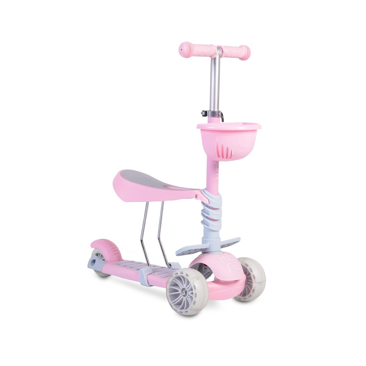 Moni Kinderroller Bubblegum 2 in 1, Höhe einstellbar, Sitz abnehmbar, 3 Räder rosa | 03800146225971