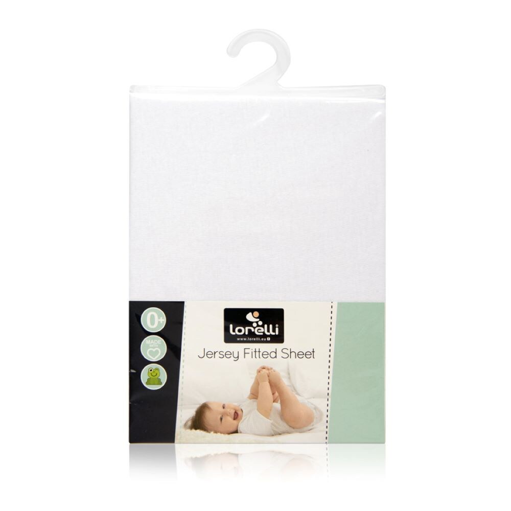 Lorelli Babybett Spannbetttuch Jersey 120 x 60 cm Bettlaken Babybetten, waschbar weiß | 03800151969488