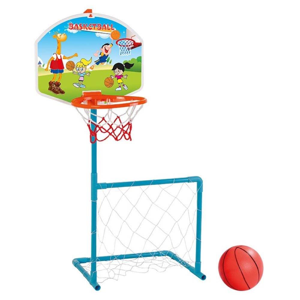 Pilsan 03392 Kinderbasketballkorb und Fu&szlig;ballset, ab 3 Jahre, drin und drau&szlig;en blau - Bild 1