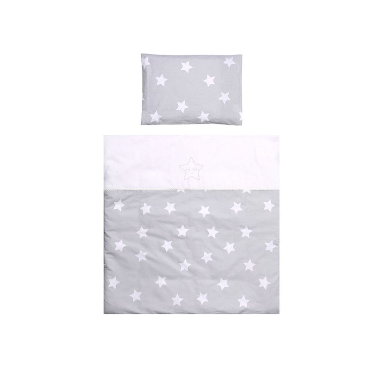 Lorelli Baby-Bettw&auml;sche 7-teiliges Set First Dreams Decke Kissen Laken Himmel grau - Bild 1