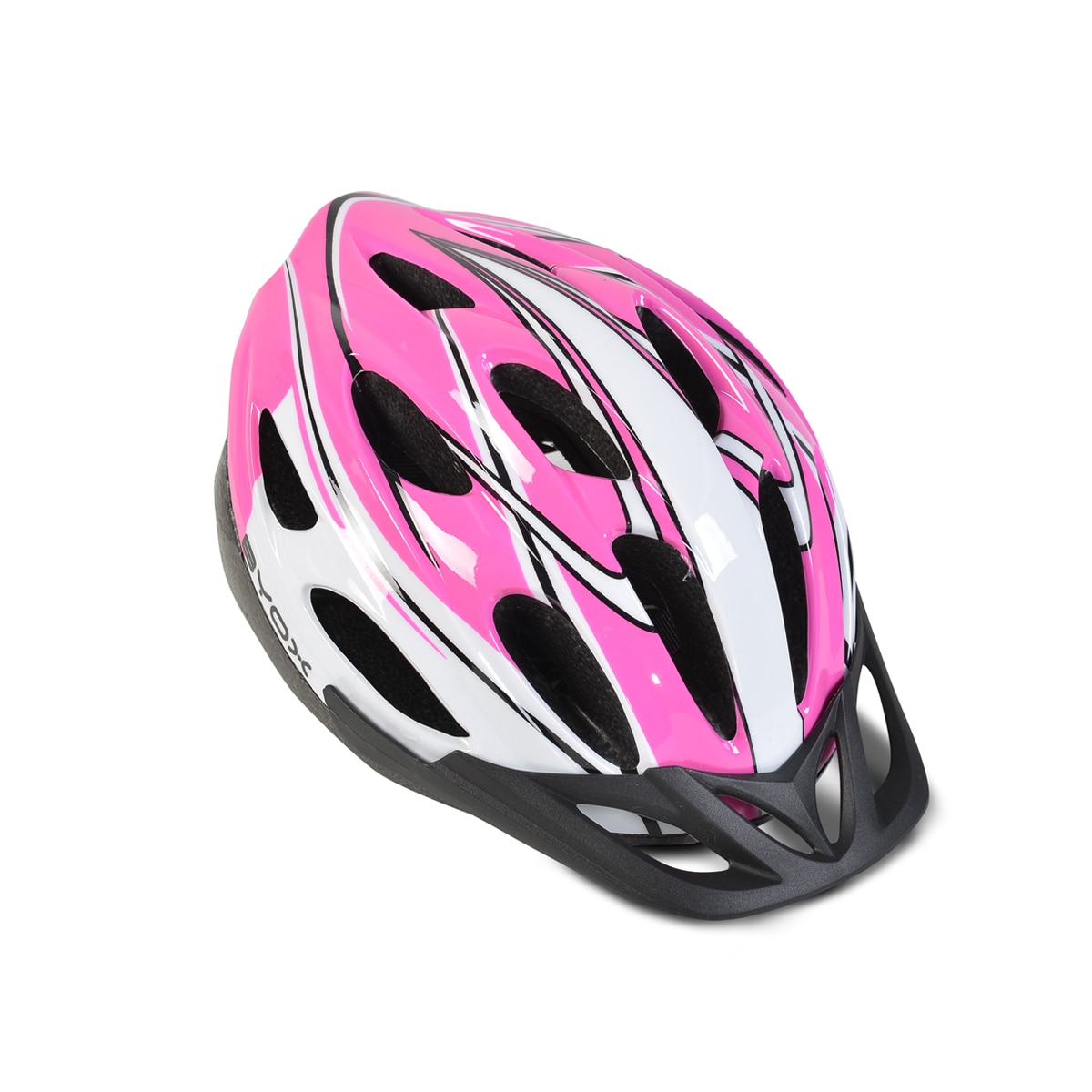 Byox Kinder Schutzhelm Y02, 17 L&ouml;cher, Gr&ouml;&szlig;e M, einstellbar 54-58 cm, LED-Licht rosa - Bild 1