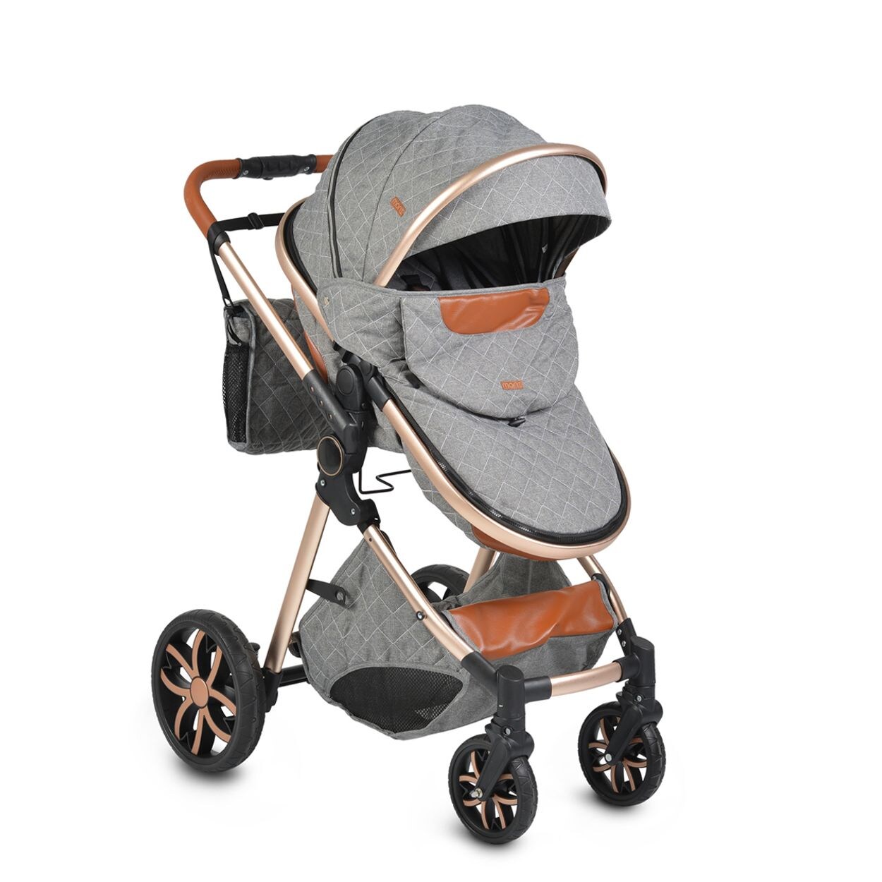 Moni Kinderwagen Alma Sportsitz Tragetasche umbaubar Wickeltasche Sitz umkehrbar dunkelgrau
