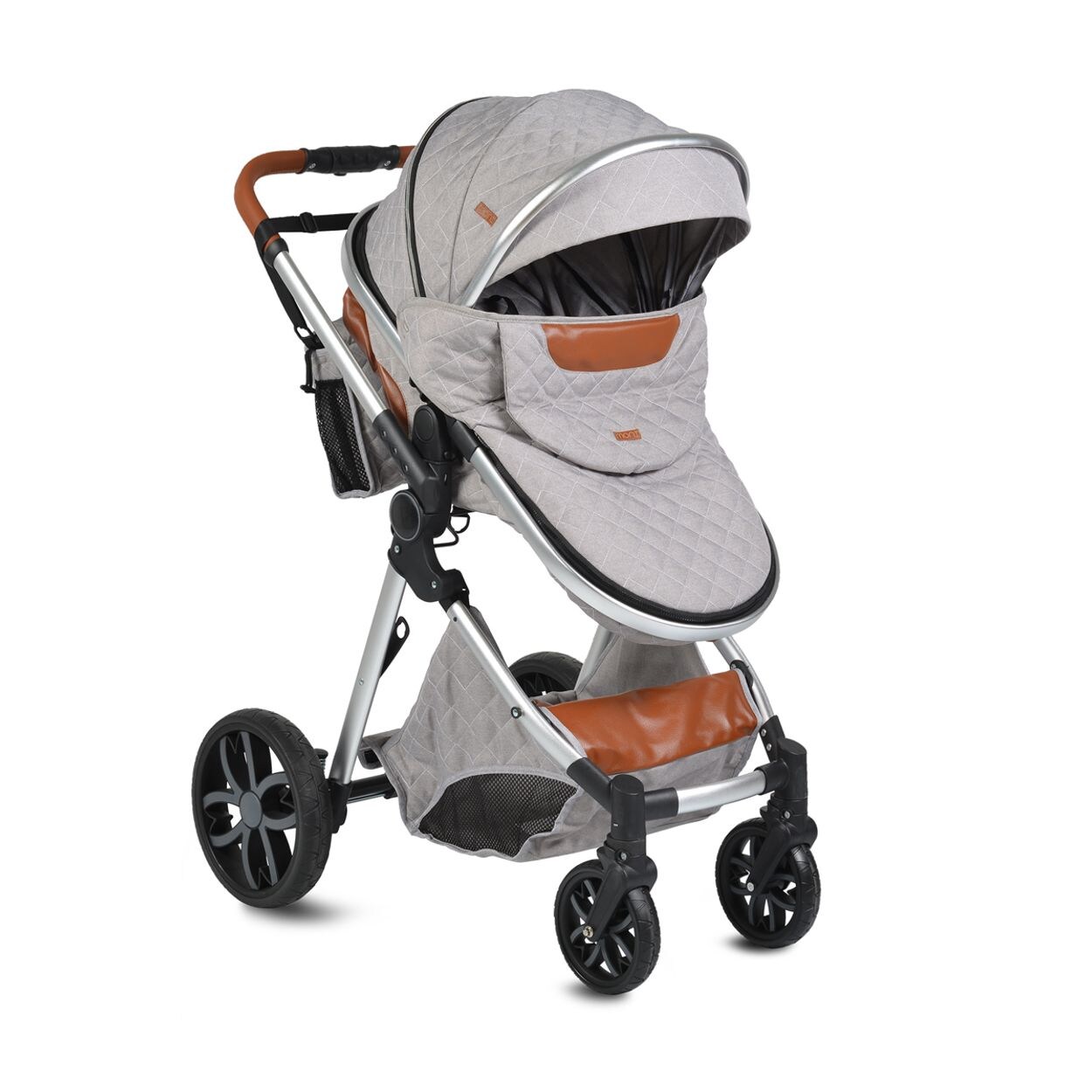 Moni Kinderwagen Alma Sportsitz Tragetasche umbaubar Wickeltasche Sitz umkehrbar hellgrau