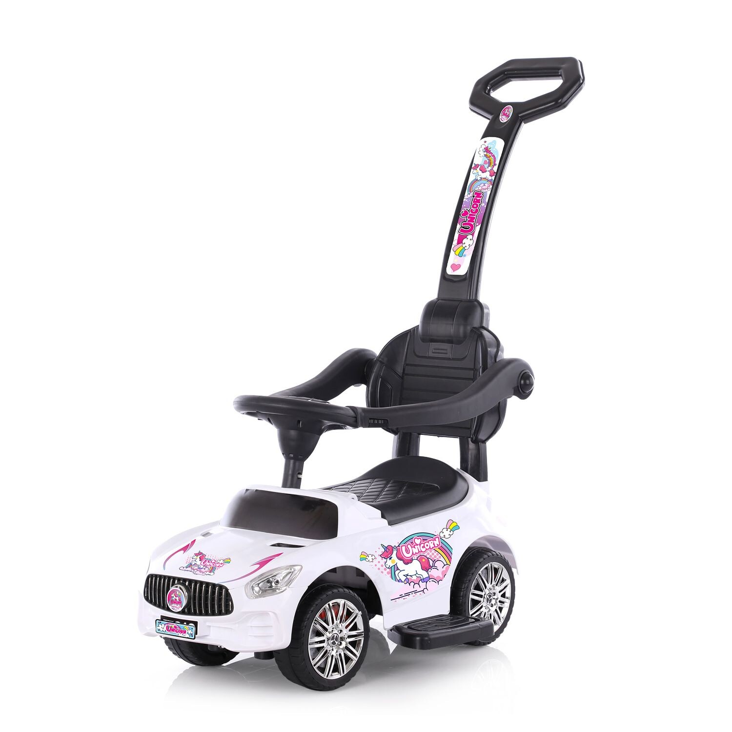 Chipolino Kinder Rutschauto 2in1 Einhorn Schubstange Musikfunktion bequemer Sitz weiß | 03800931040512