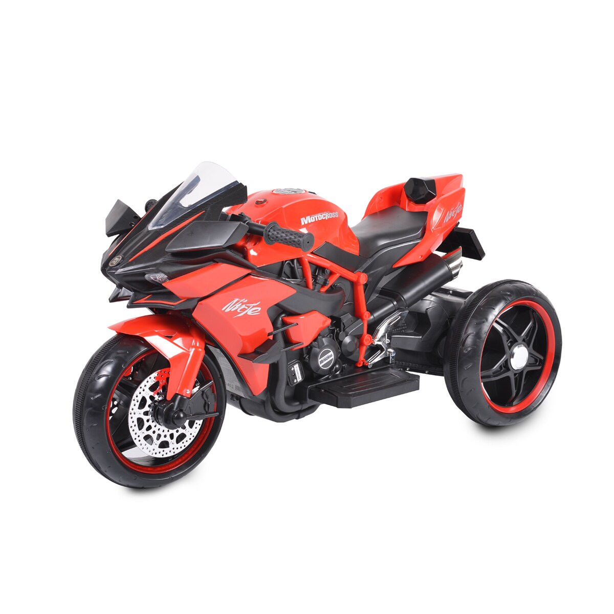 Moni Kinder Elektromotorrad Ninja, drei Kunststoffr&auml;der, LED-Beleuchtung, Mp3 rot - Bild 1