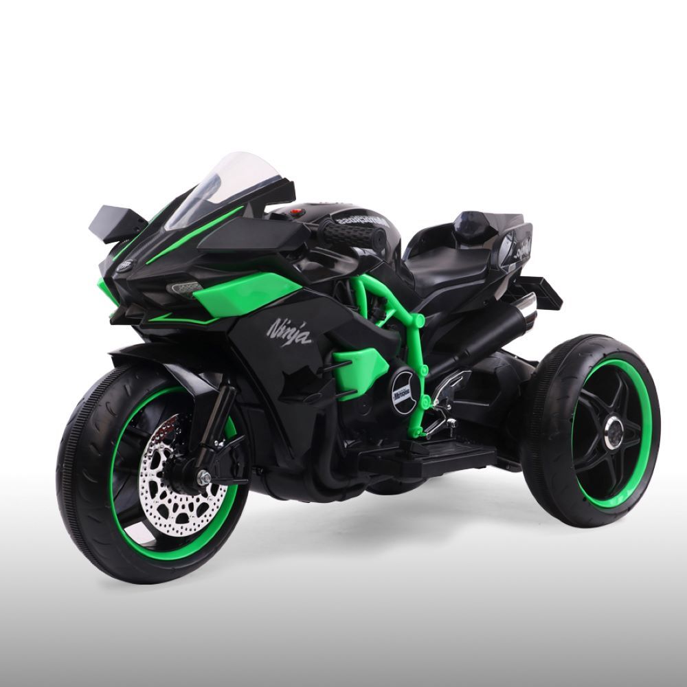 Moni Kinder Elektromotorrad Ninja, drei Kunststoffr&auml;der, LED-Beleuchtung, Mp3 schwarz - Bild 1