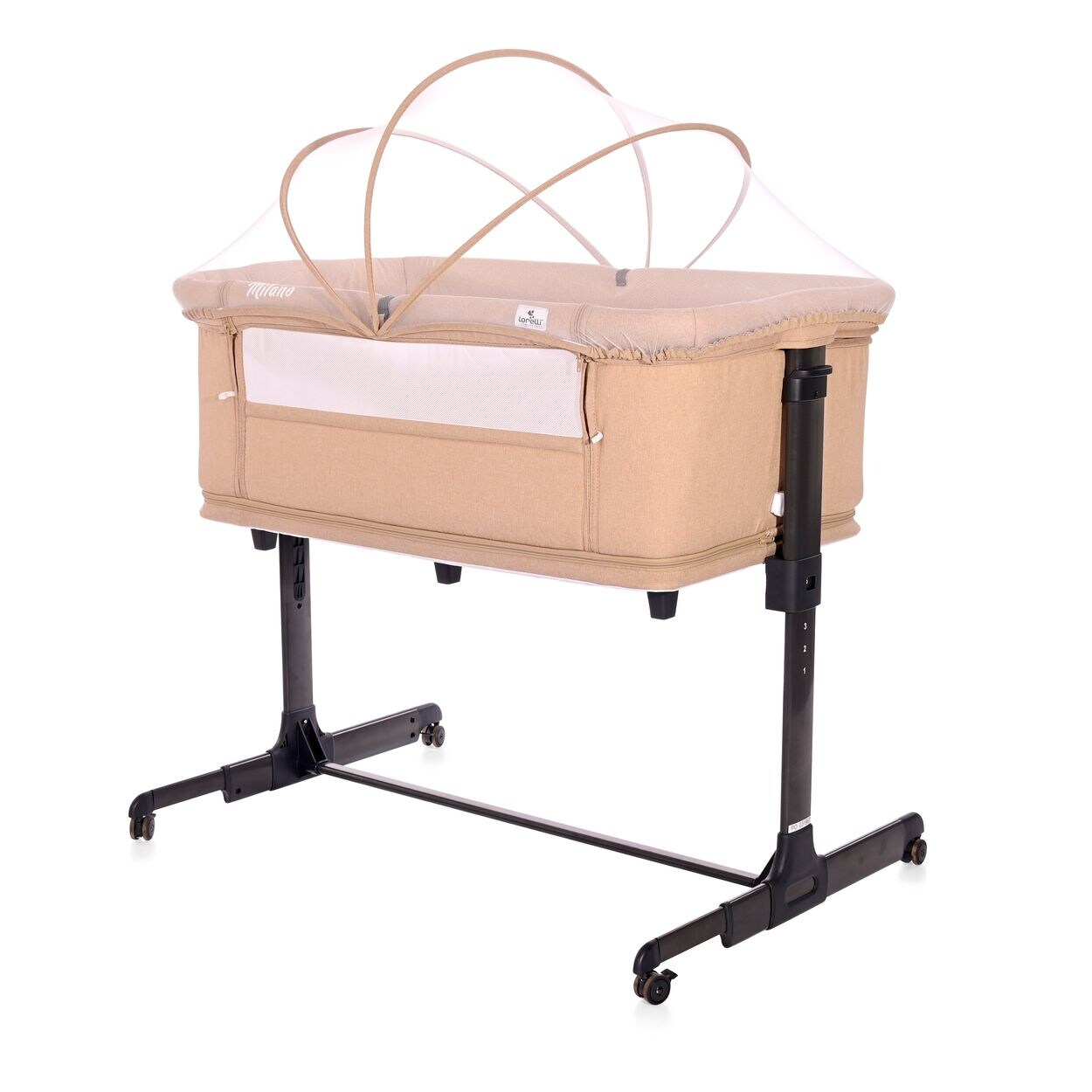 Lorelli Beistellbett Milano 2in1 ab Geburt Matratze höhenverstellbar Moskitonetz beige