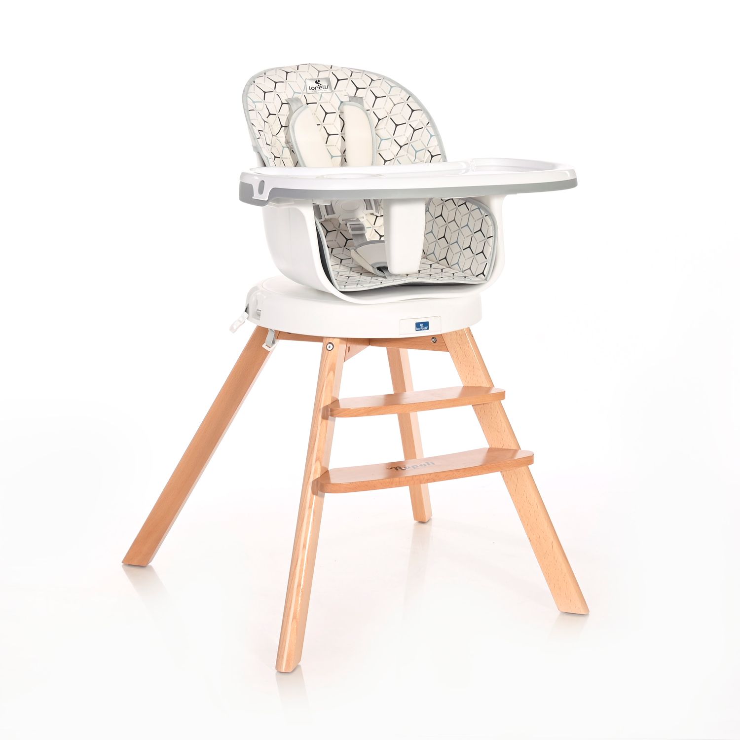 Lorelli Hochstuhl Napoli 3 in 1 Kinderstuhl, Sitz 360&deg; drehbar, H&ouml;he verstellbar grau/weiss - Bild 1