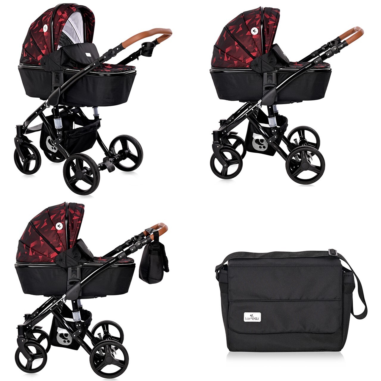 Lorelli Kombikinderwagen Rimini 2 in 1 Tragewanne Sportsitz Wickeltasche faltbar rot-schwarz - Bild 1