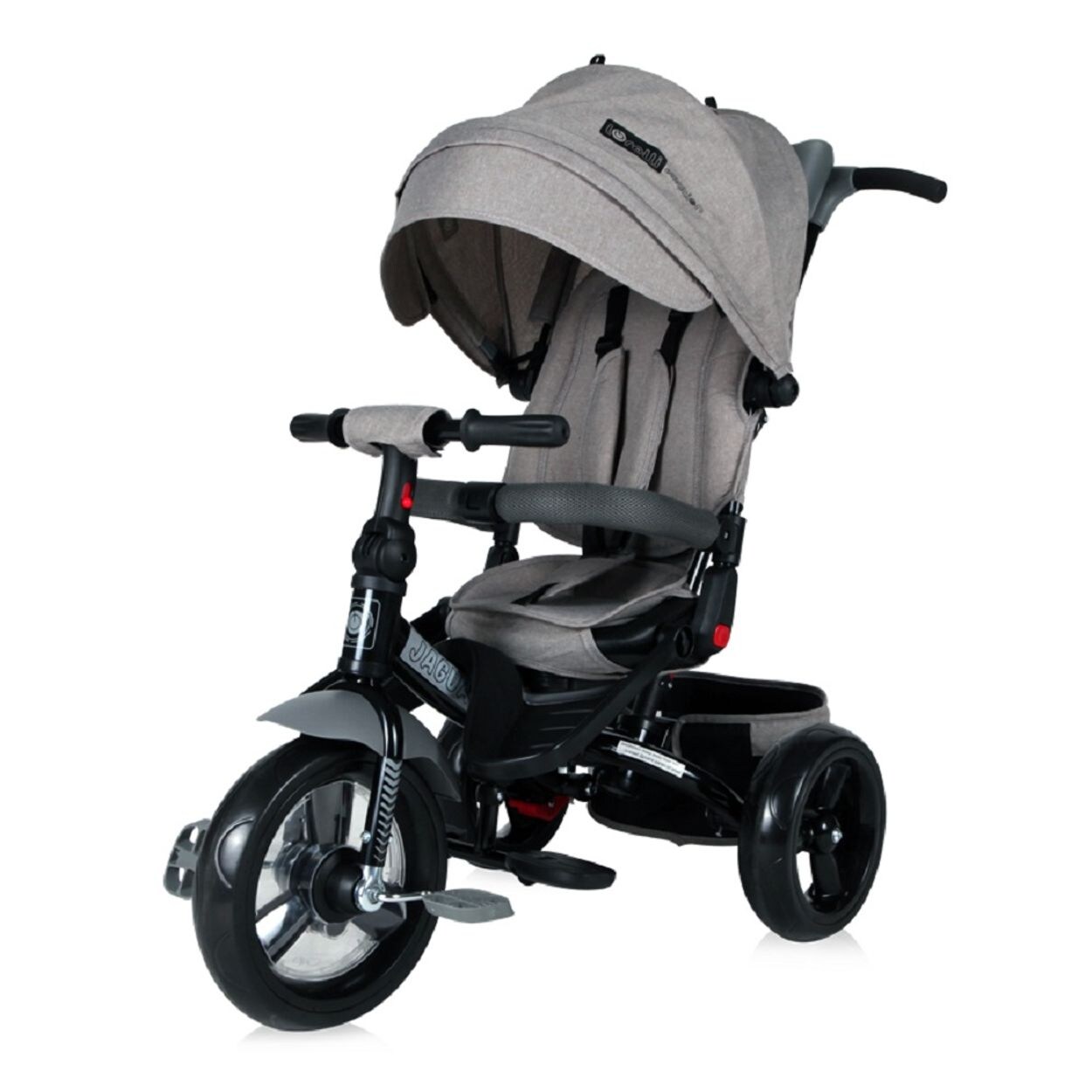 Lorelli Tricycle Jaguar 4 in 1 Schiebestange Sitz drehbar, verstellbar, Faltdach dunkelgrau