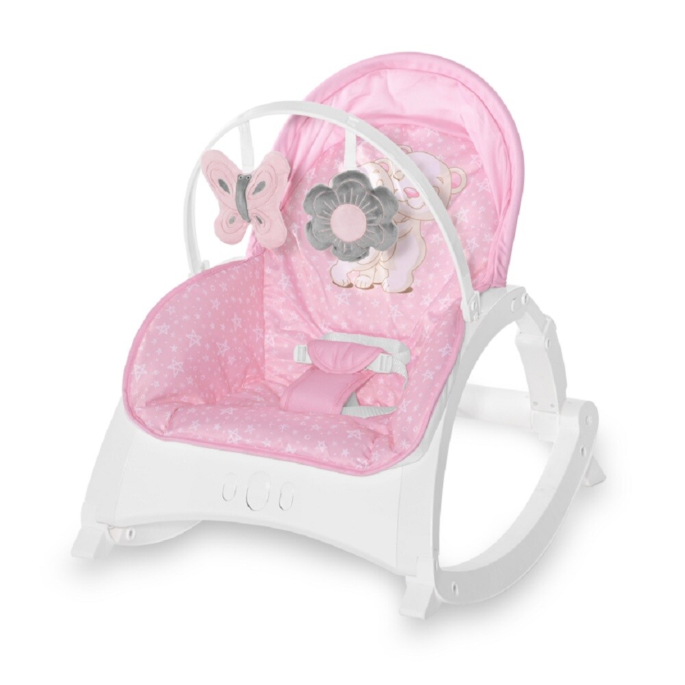 Lorelli Babywippe und Stuhl ENJOY mit Vibration, Musik, verstellbare Rückenlehne rosa pink | 03800151978060