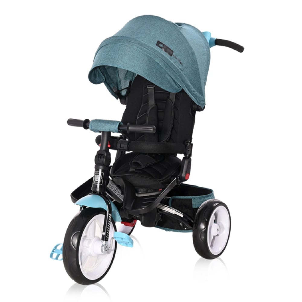Lorelli Tricycle Jaguar 4 in 1 Schiebestange Sitz drehbar, verstellbar, Faltdach blau schwarz - Bild 1