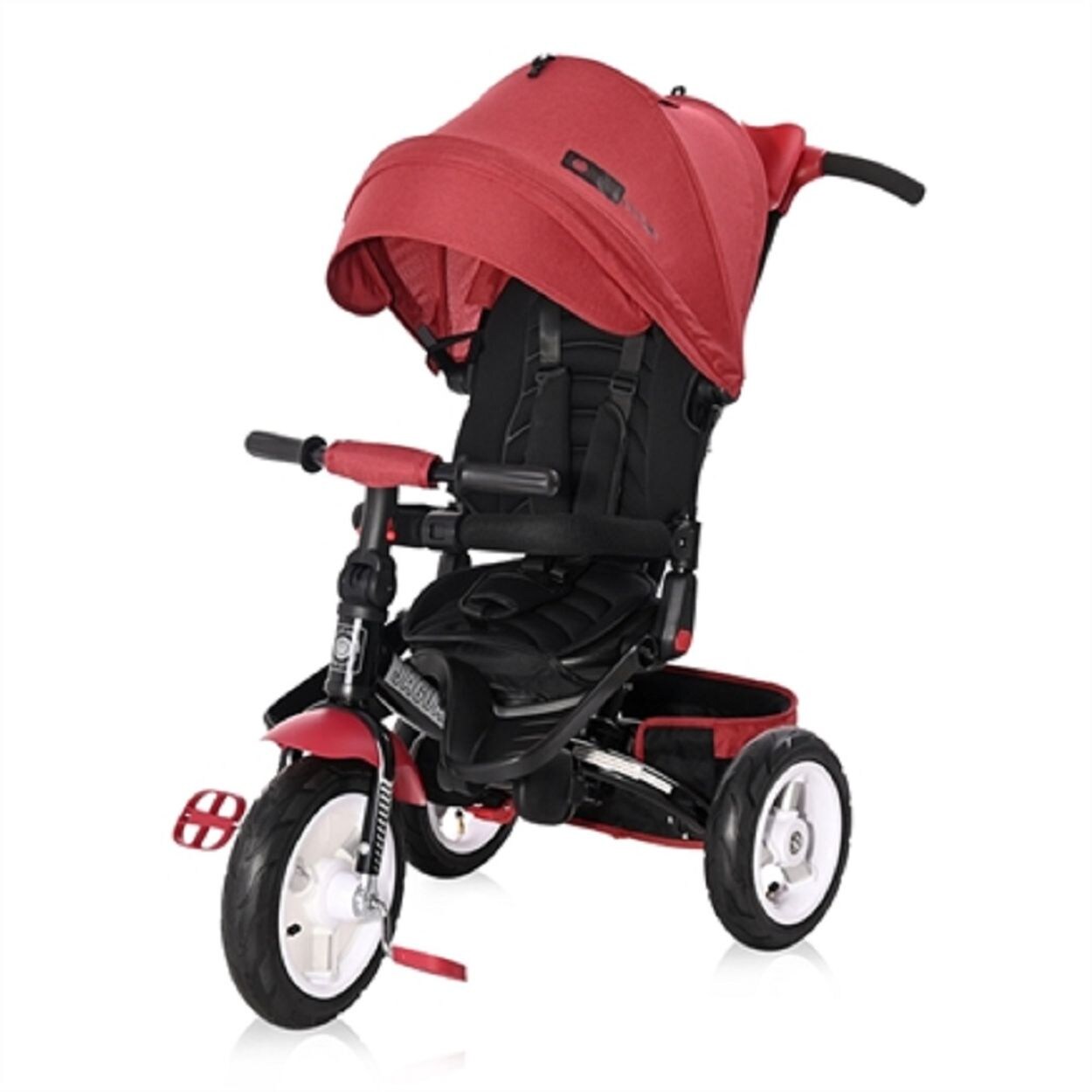Lorelli Tricycle Jaguar 4 in 1 Gummireifen, Sitz drehbar, Stange, verstellbar rot/schwarz