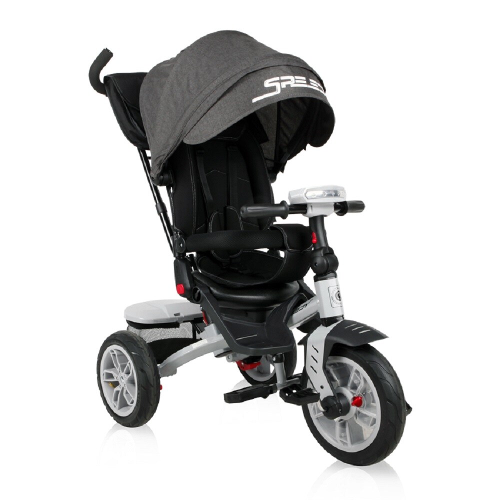 Lorelli Tricycle Speedy, Luftreifen, drehbarer Sitz, Musik, Licht, Schubstange schwarz grau | 03800151978886