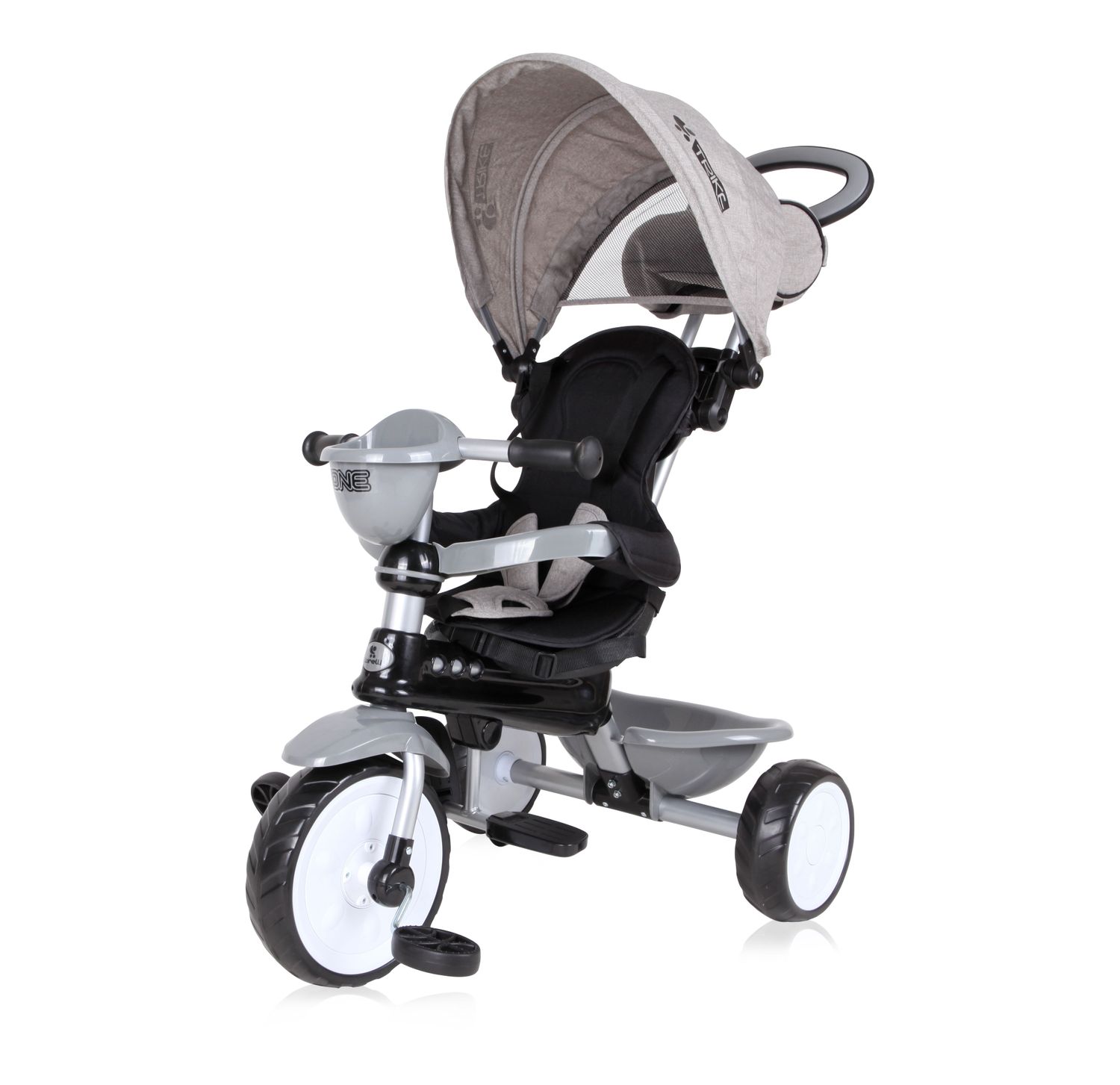 Lorelli Tricycle One 3 in 1 EVA-Reifen Schiebestange Anti-Rutsch Pedale umbaubar grau - Bild 1