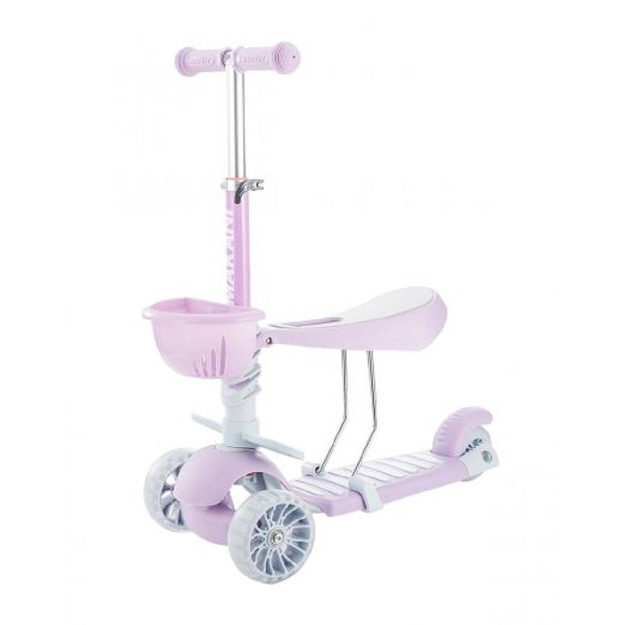 Makani Kinderroller BonBon 3 in 1, Dreirad, LED-Vorderräder, höhenverstellbar lila