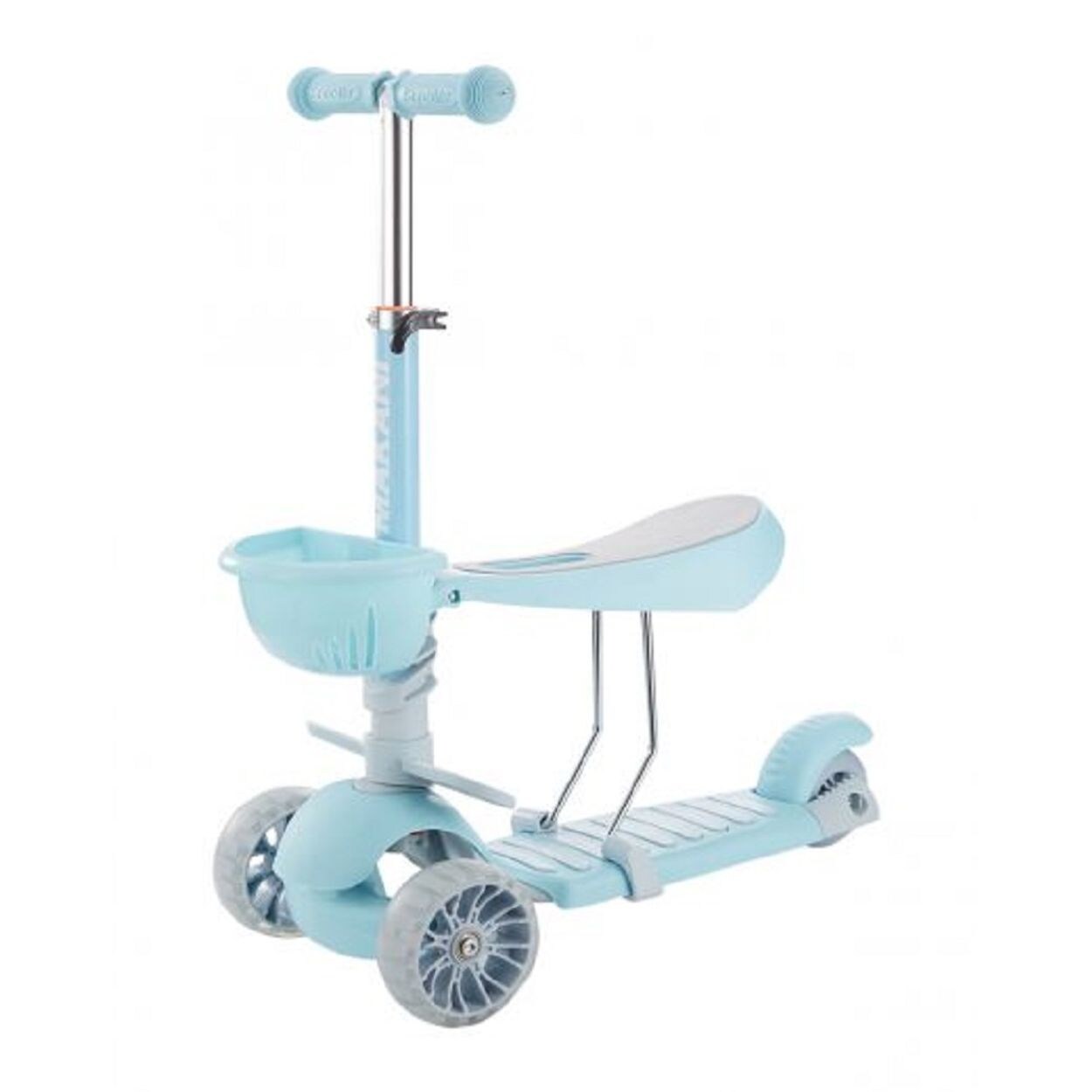 Makani Kinderroller BonBon 3 in 1, Dreirad, LED-Vorderräder, höhenverstellbar blau