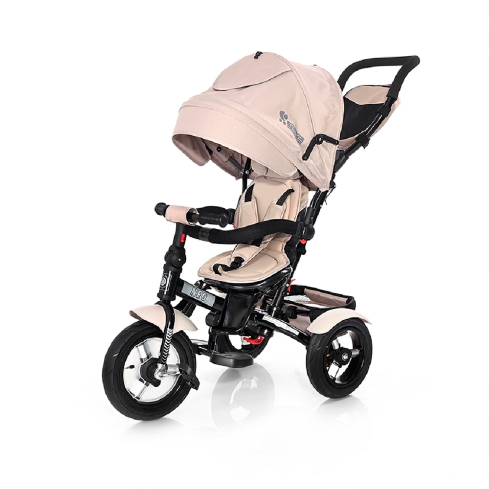 Lorelli Tricycle Neo 4 in 1 Luftreifen, Schiebestange, Sitz drehbar, verstellbar beige-schwarz - Bild 1