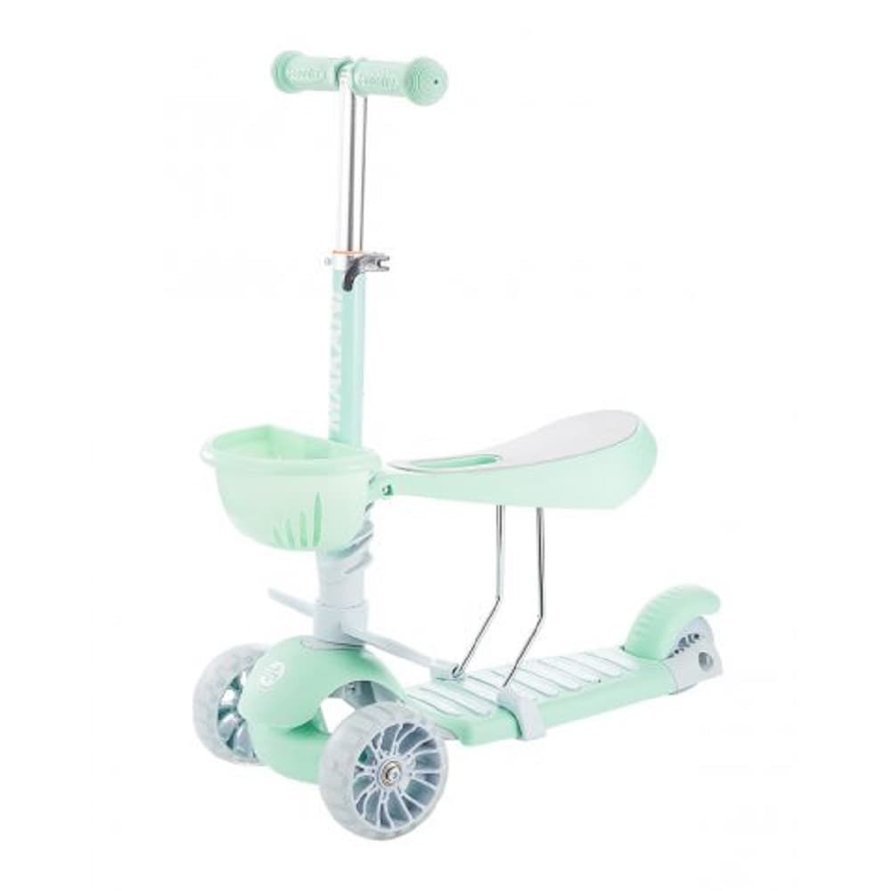 Makani Kinderroller BonBon 3 in 1, Dreirad, LED-Vorderr&auml;der, h&ouml;henverstellbar gr&uuml;n - Bild 1