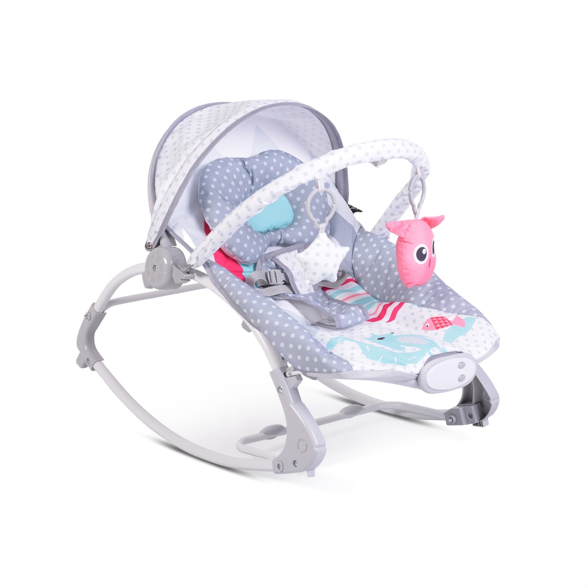 Moni Babywippe Lovely Forest Melodien Vibration, Kissen, R&uuml;ckenlehne verstellbar grau - Bild 1