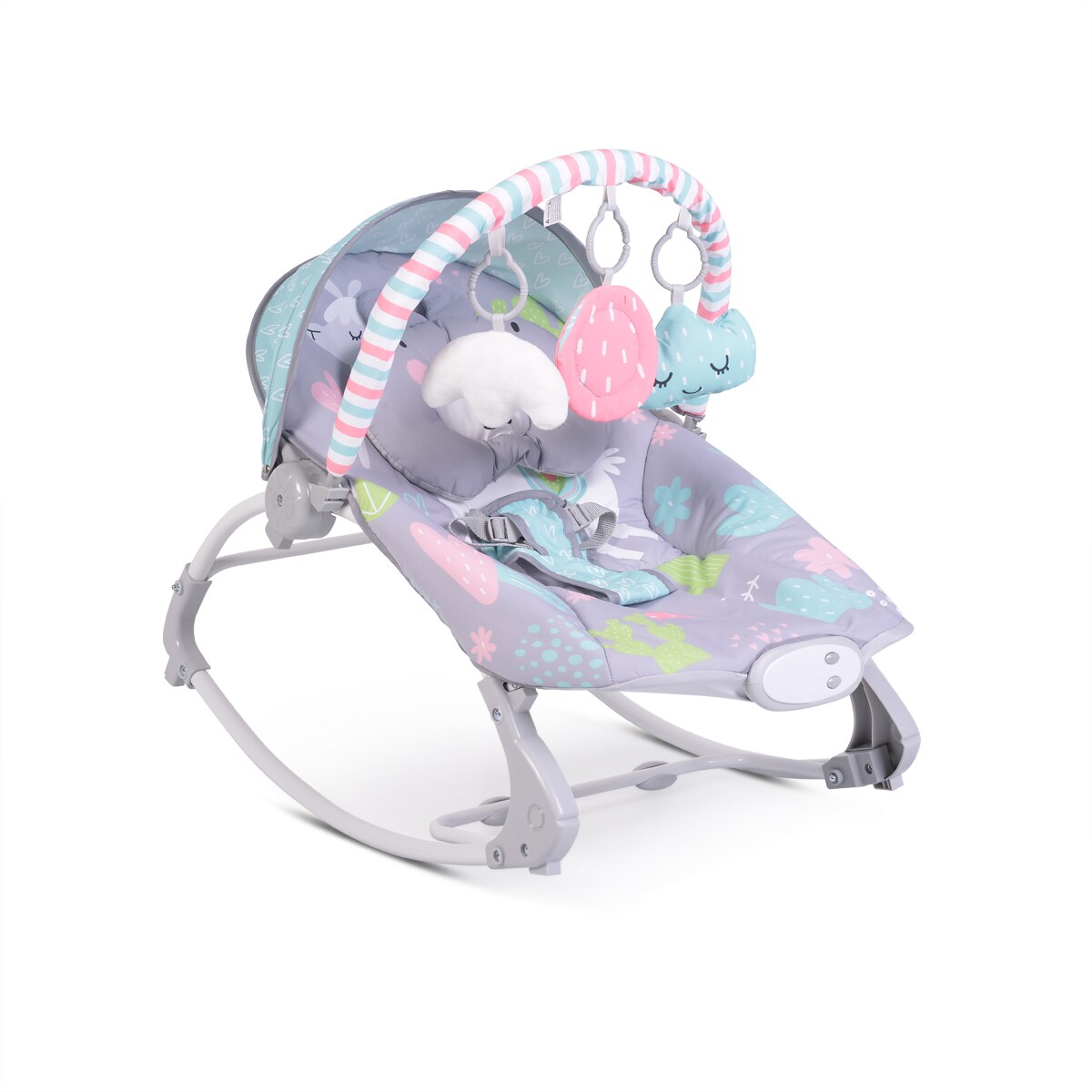 Moni Babywippe Lama, mit Melodien, Vibration, verstellbaren R&uuml;ckenlehne, Kissen grau - Bild 1