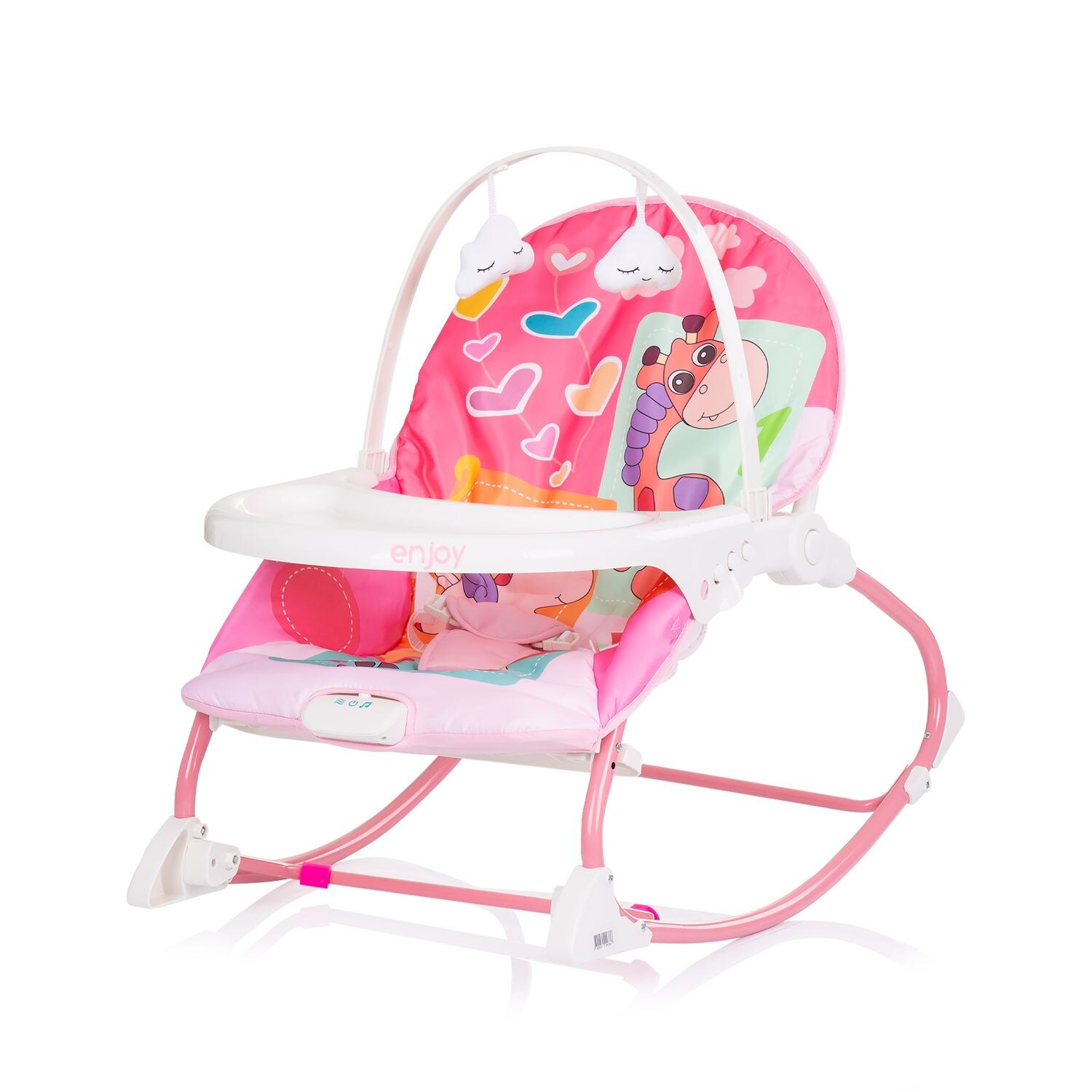 Chipolino Babywippe Enjoy, Stuhl, Schaukelfunktion, Musikfunktion, Spielbogen rosa | 03800931044336