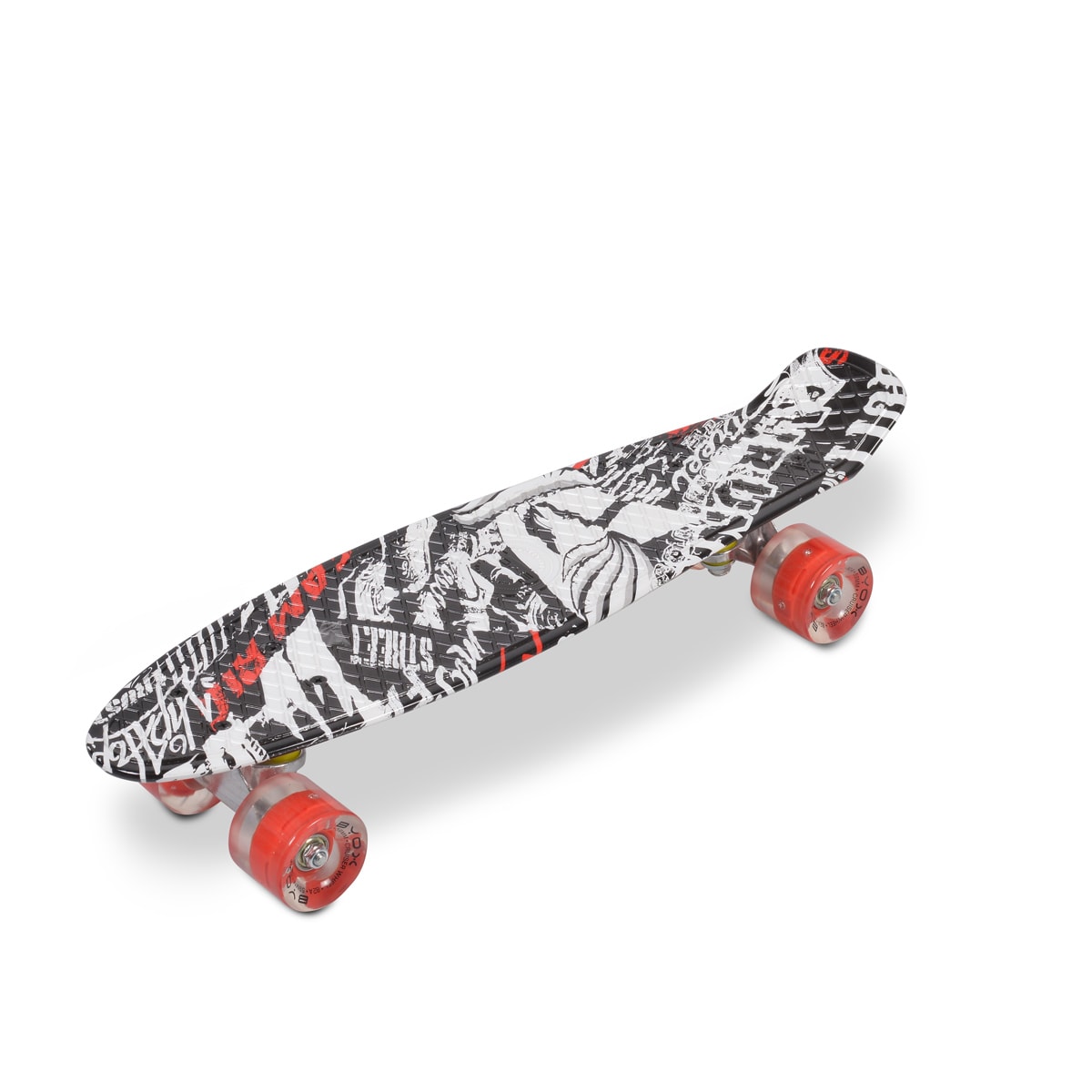 Byox Kinder Skateboard 22" Skull 85A PU LED Rollen ABEC 7 Lager Aluminium-Achsen rot - Bild 1