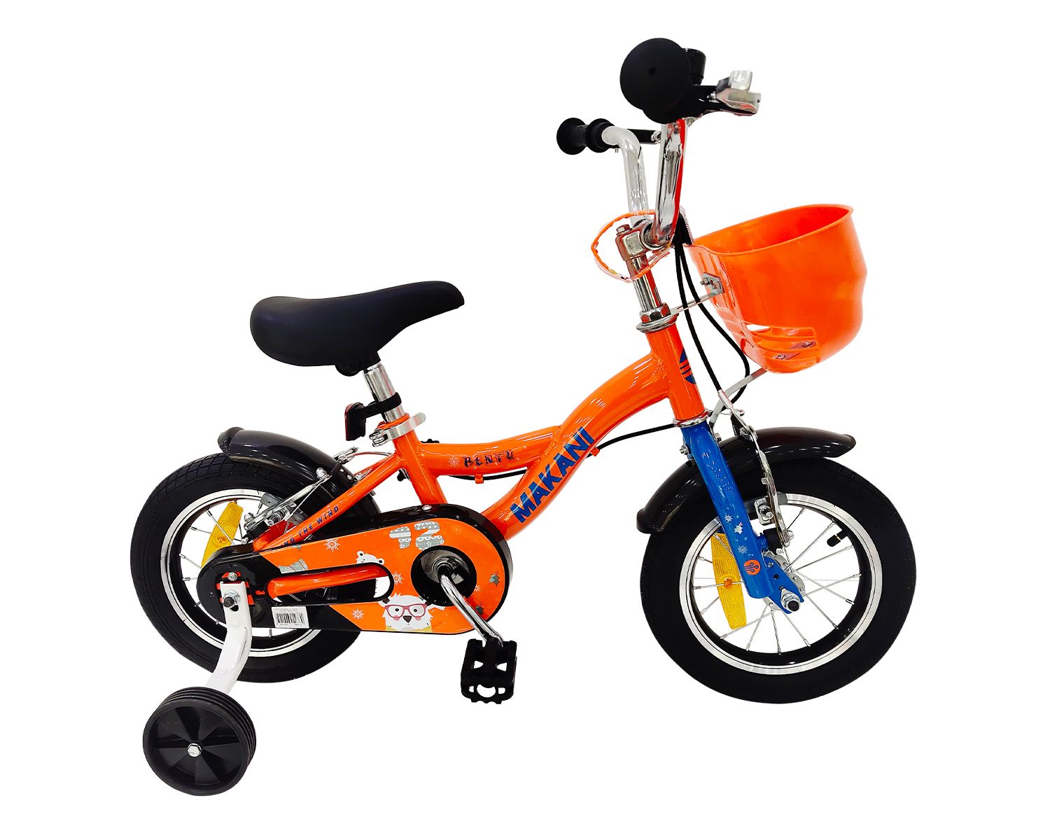 Makani Kinderfahrrad 12 Zoll Bentu St&uuml;tzr&auml;der, Klingel, Korb, sportliches Design orange - Bild 1