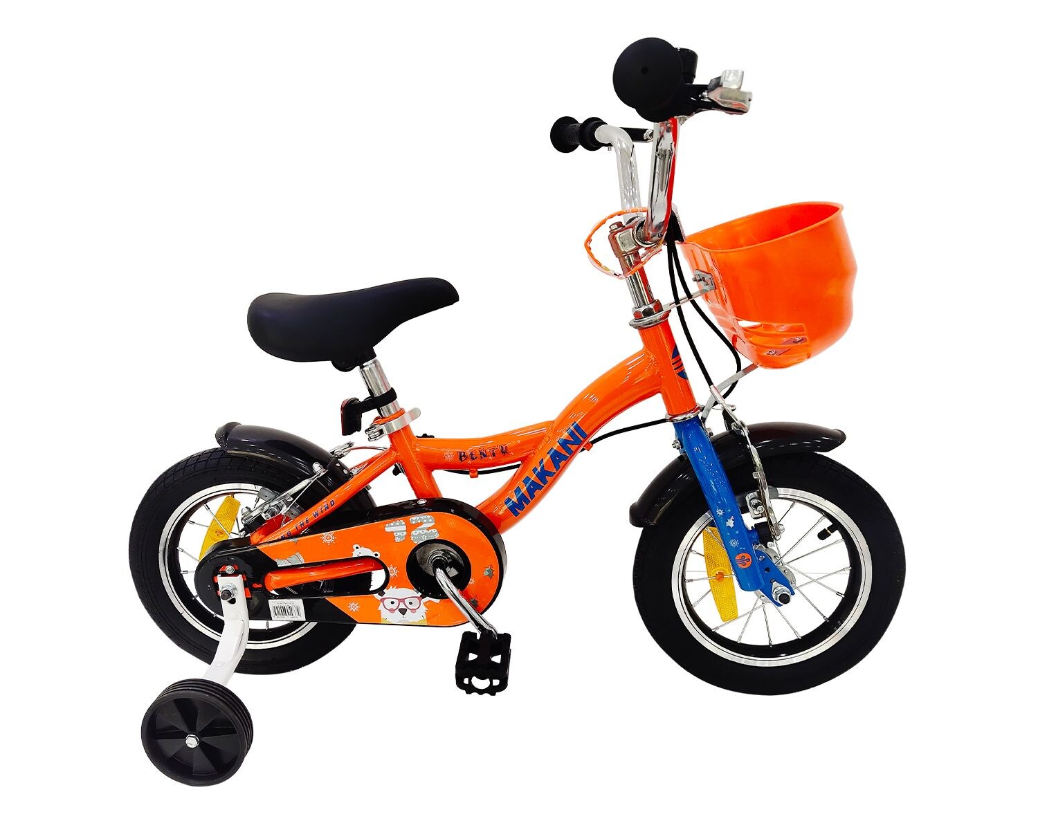 Makani Kinderfahrrad 12 Zoll Bentu Stützräder, Klingel, Korb, sportliches Design orange | 03801006040772