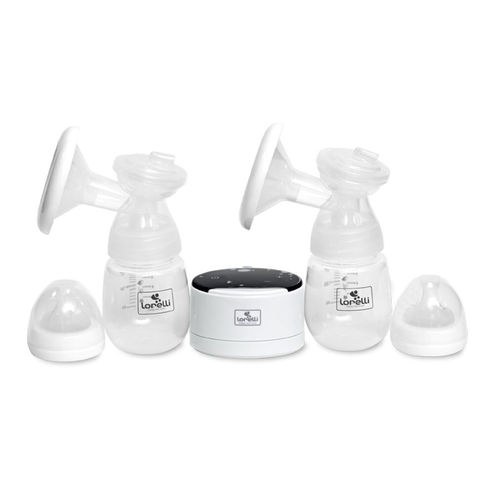 Lorelli elektrische Doppelmilchpumpe Daily Comfort LCD-Anzeige mit zwei Flaschen weiß | 03800151912354