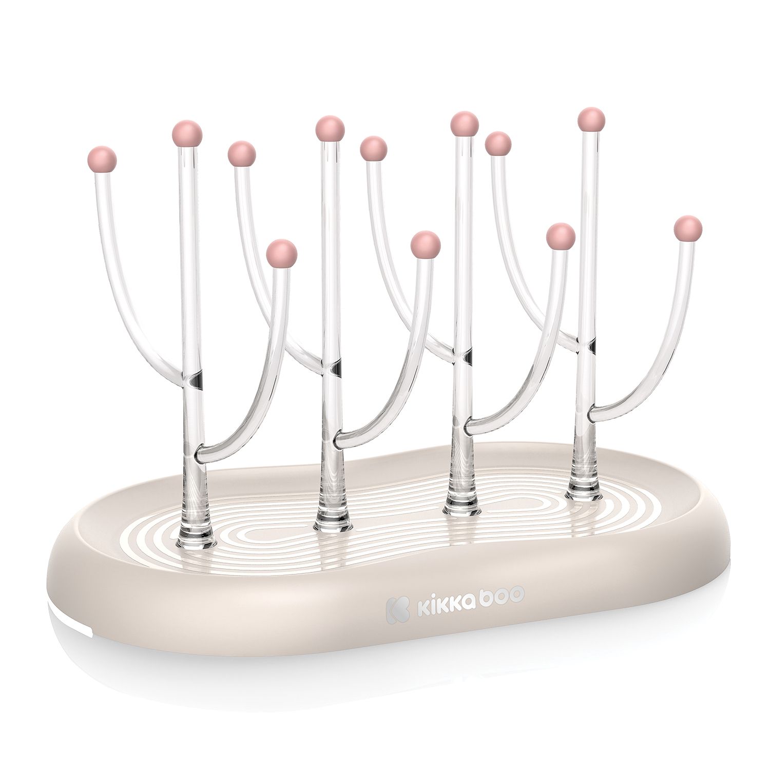Kikkaboo Flaschentrockner Marble, für 8 Babyflaschen und Zubehör, Rand erhöht beige