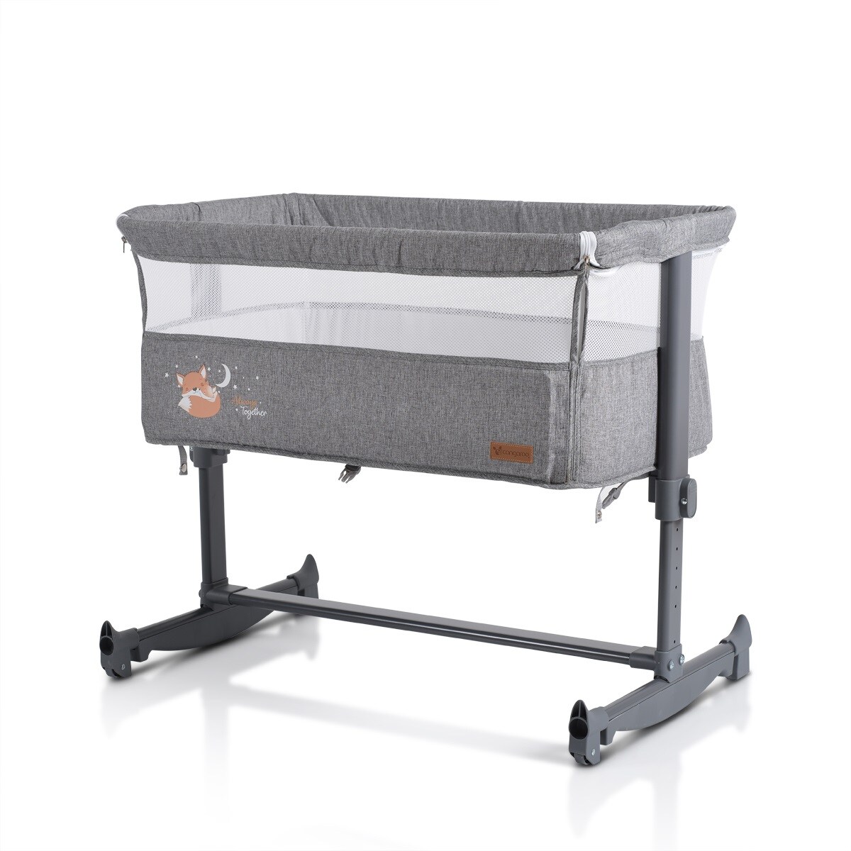 Cangaroo Beistellbett Always Together Schaukel, Matratze, verstellbar, rutschfest hellgrau | 03800146248826