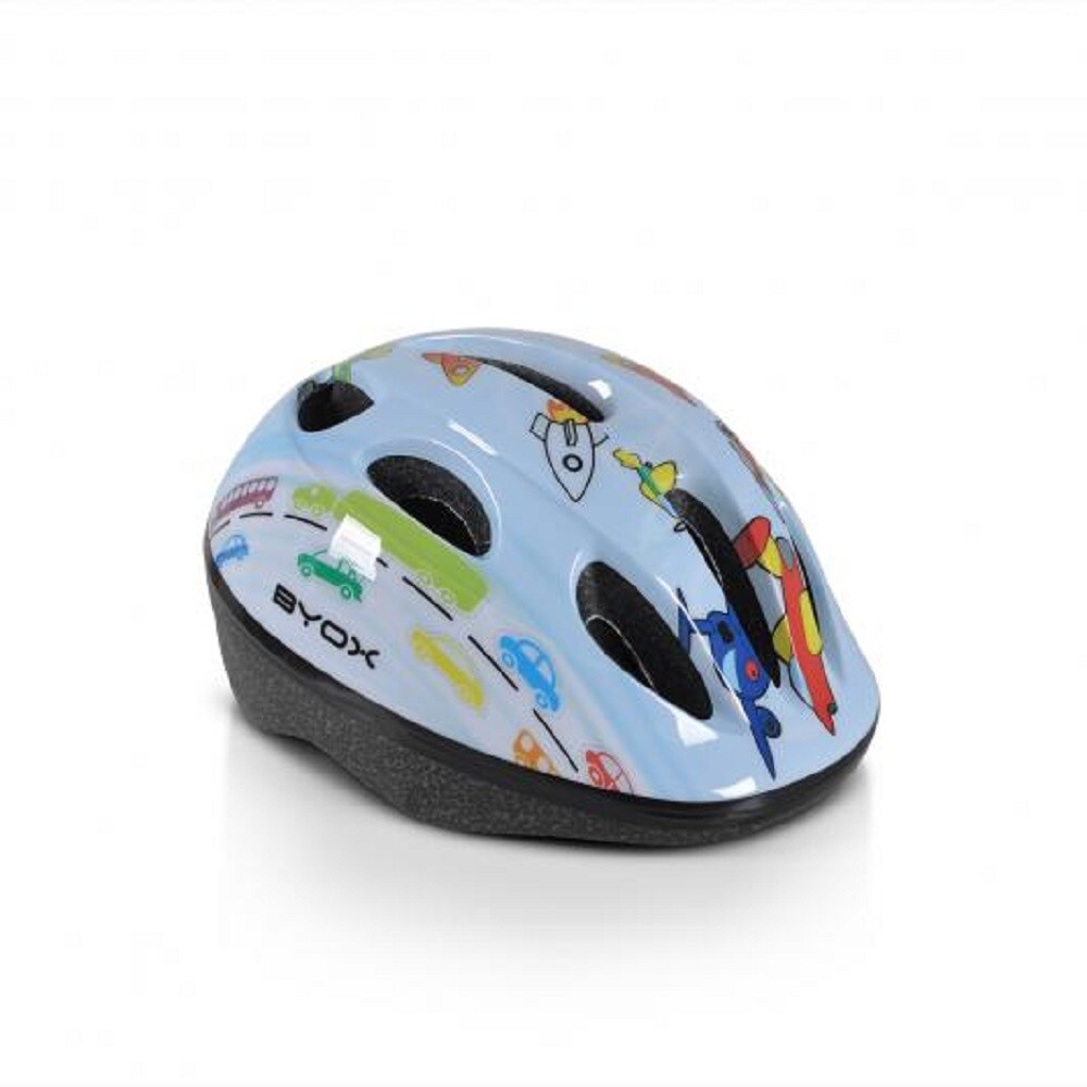 Byox Kinder Schutzhelm Y03 Gr&ouml;&szlig;e S 48-54 cm einstellbar LED-Beleuchtung 8 L&ouml;cher hellblau - Bild 1