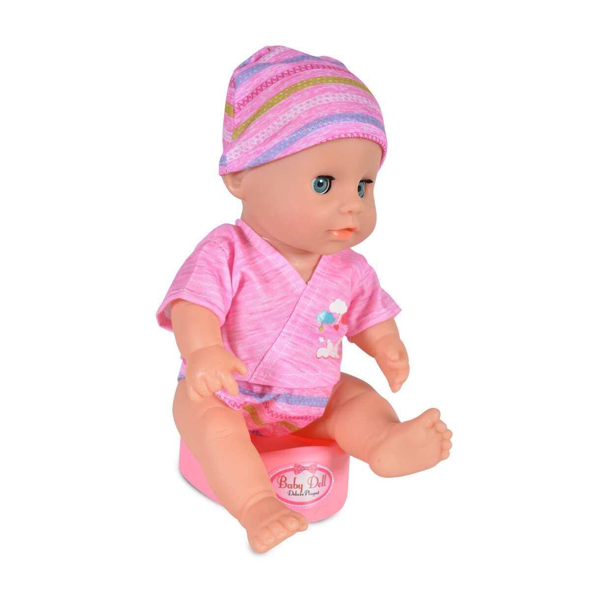 Moni Kinderpuppe 31 cm 8295 Zubeh&ouml;r Etagenbett Hochstuhl Trinkflasche T&ouml;pfchen rosa - Bild 1