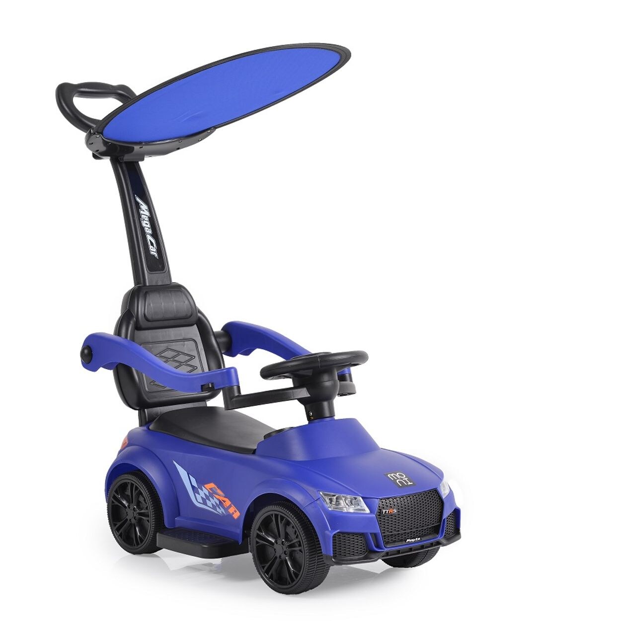 Moni Rutschauto, Victory 2 in 1 Rutscher mit Griff Lehne Fußstütze Musikfunktion blau