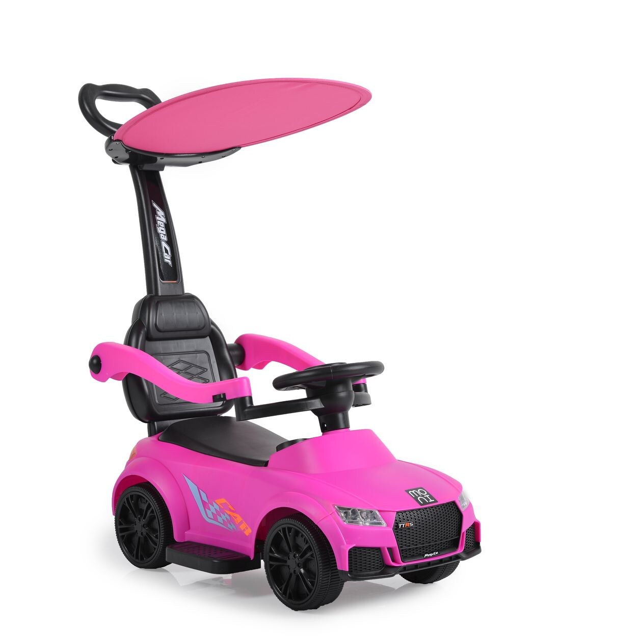 Moni Rutschauto, Victory 2 in 1 Rutscher mit Griff Lehne Fußstütze Musikfunktion pink