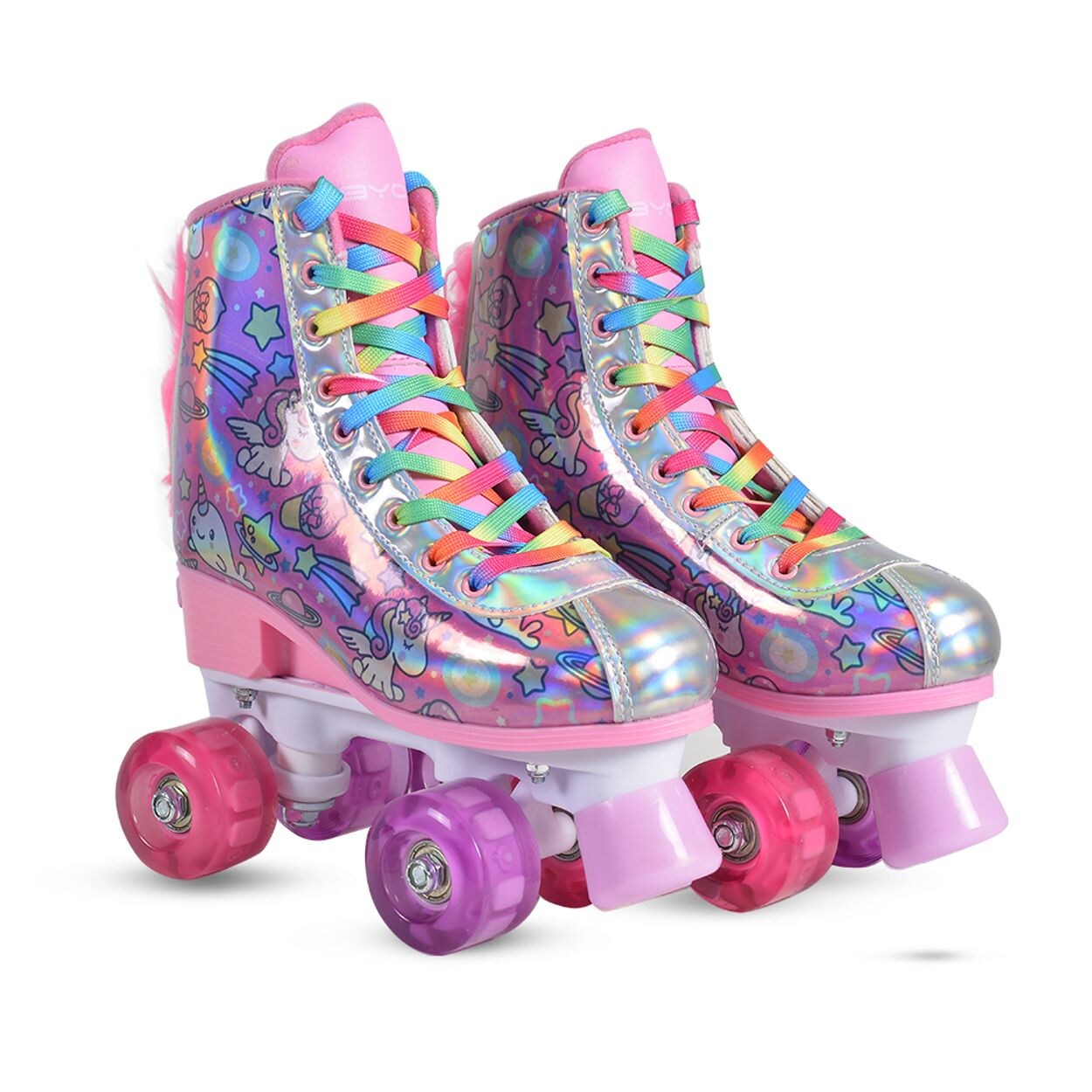 Byox Rollschuhe Einhorn, PU-Räder beleuchtet, ABEC-5 Lager, Größe M (31 - 34)