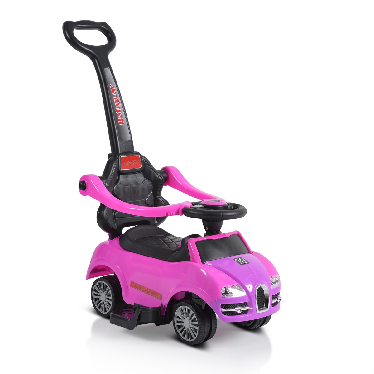 Moni Rutschauto 2 in 1 Rider 208, Rutscher mit Griff, Lehne, B&uuml;gel, Fu&szlig;st&uuml;tze pink - Bild 1