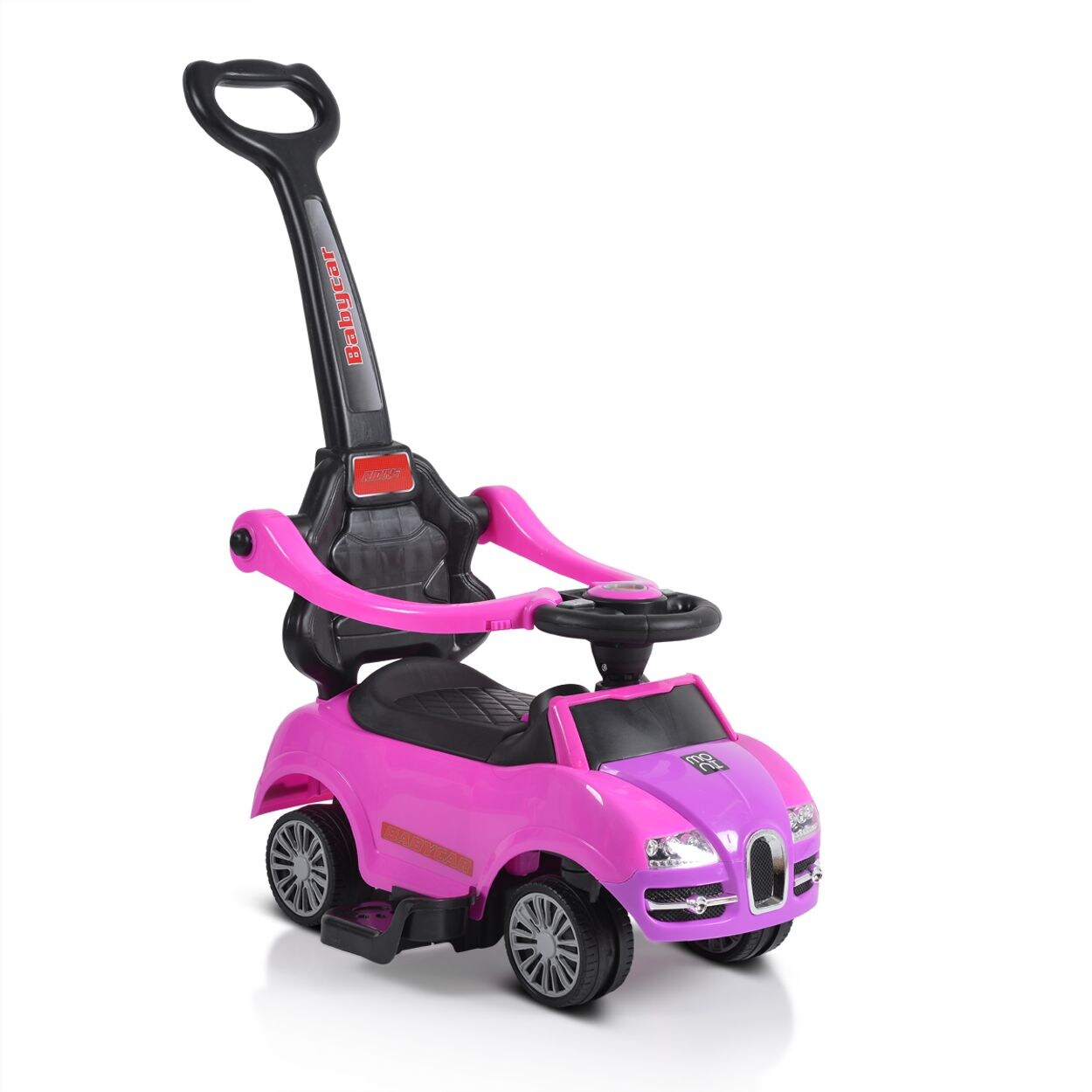 Moni Rutschauto 2 in 1 Rider 308, Rutscher mit Griff, Lehne, Bügel, Fußstütze pink