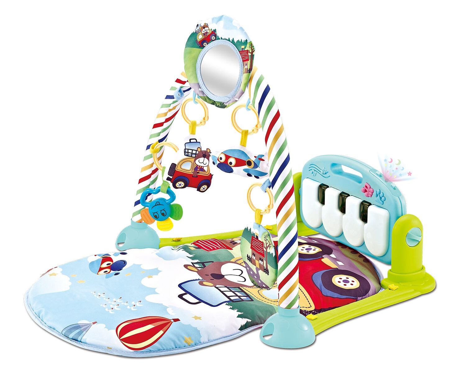 Kikkaboo Krabbeldecke Piano, Spielcenter, Klaviertasten, Plüschfiguren, Musik grün