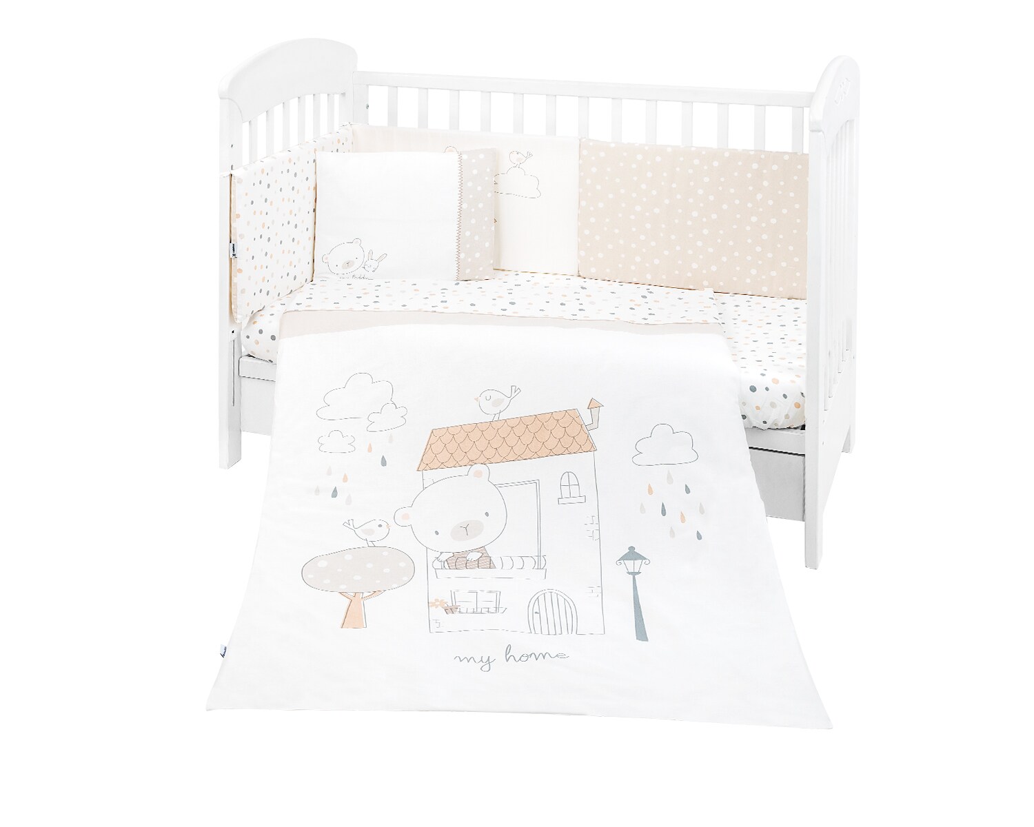Kikkaboo Babybettwäsche My Teddy 6-teilig Decke 135 x 95 cm Kissen 45 x 35 cm weiß | 03801101060958