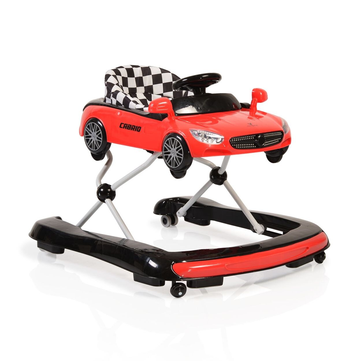 Lauflernhilfe Cabrio 2 in1 Auto-Design höhenverstellbar Armaturenbrett mit Licht rot/schwarz