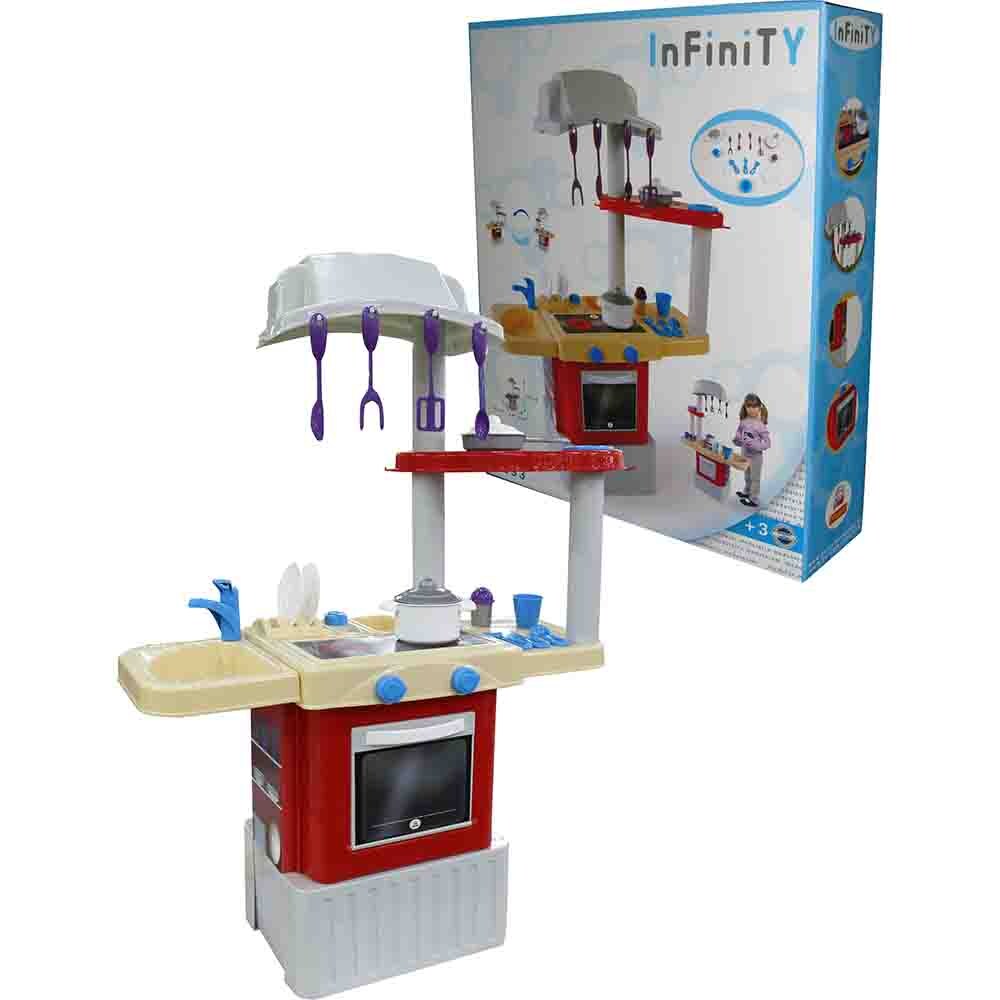 Polesie Kinderküche 42279 Infinity 100 cm hoch Spülbecken Backofen viel Zubehör rot | 04810344042279