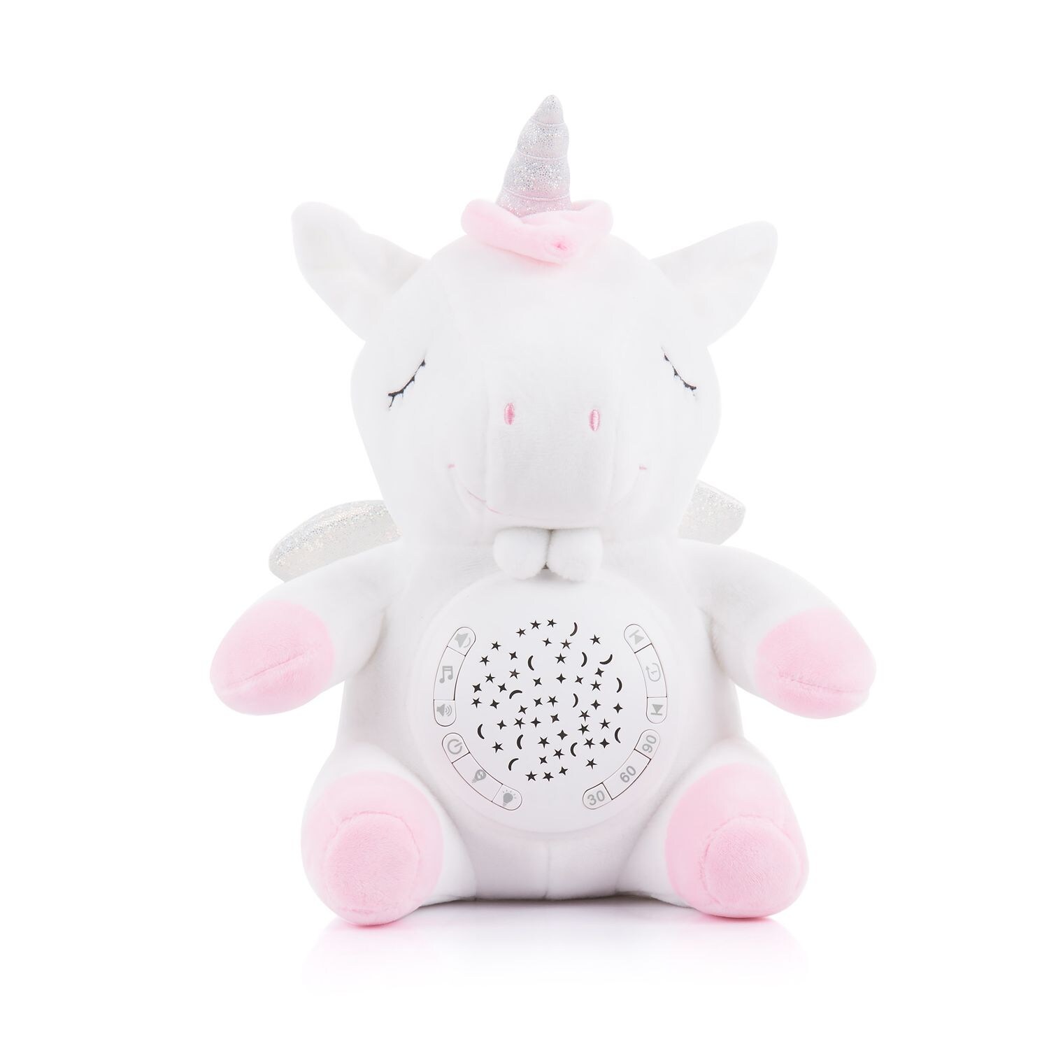 Chipolino Musik Plüschtier Einhorn 12 Melodien, Projektor mit zwei Figuren Timer rosa | 03800931046354
