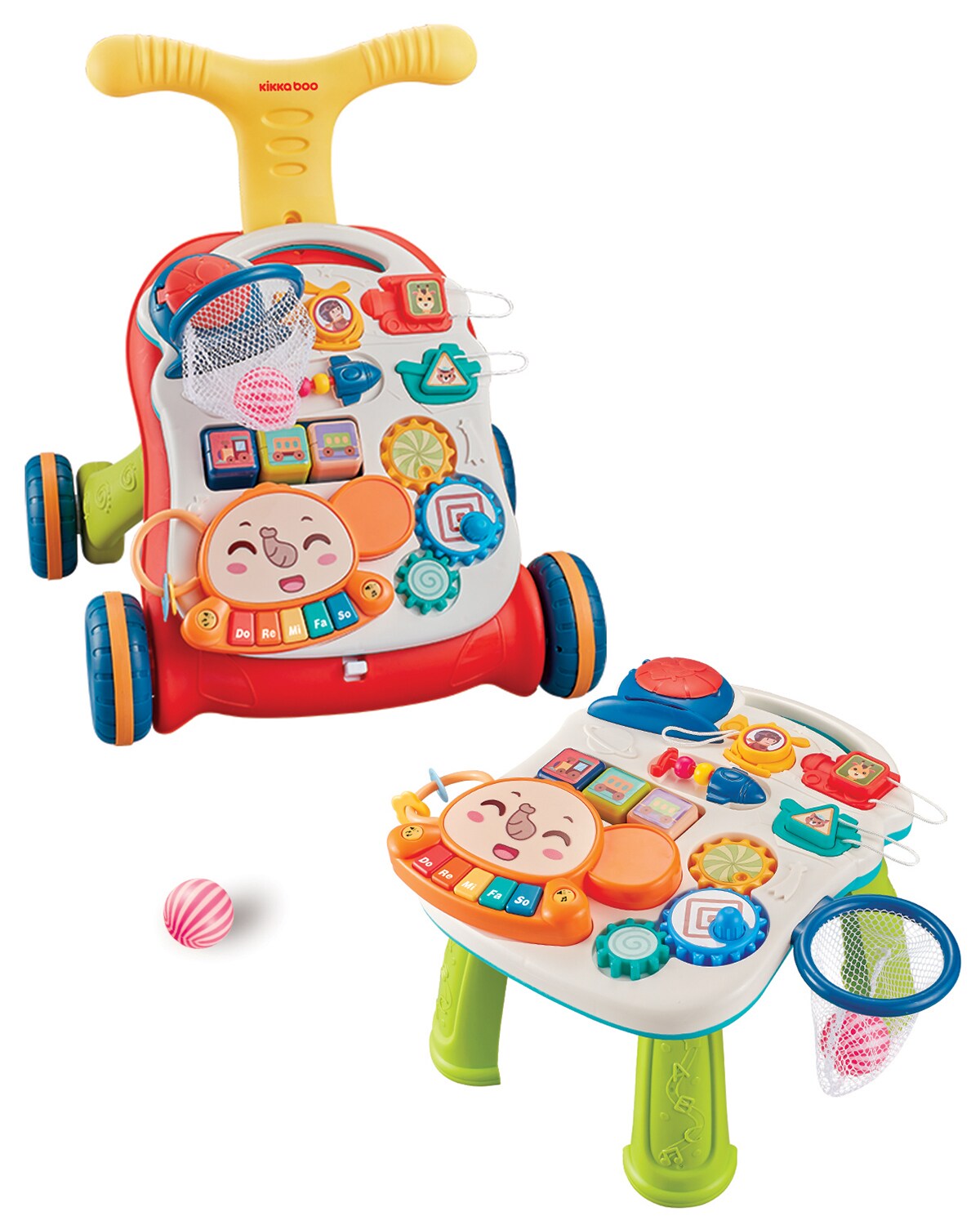 Kikkaboo Laufwagen 2 in 1 Grow Spieltisch Motorikspielcenter Musik Lichtfunktion rot | 03801005030767