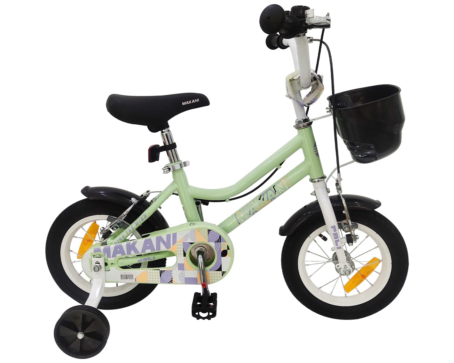 Makani Kinderfahrrad 12 Zoll Pali Stützräder Klingel Sitz und Lenker verstellbar grün | 03801006040901