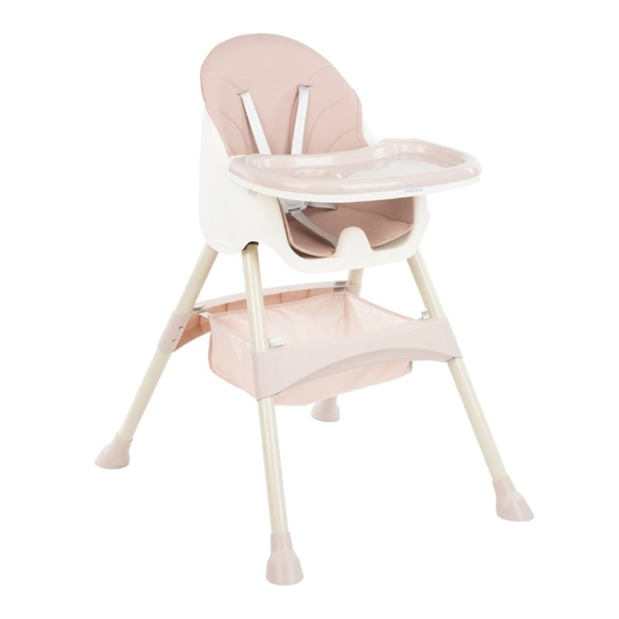 Kikkaboo Kinderhochstuhl 2 in 1 Brie, Kinderstuhl, Gurt, Tisch verstellbar, Korb rosa | 03801004010609